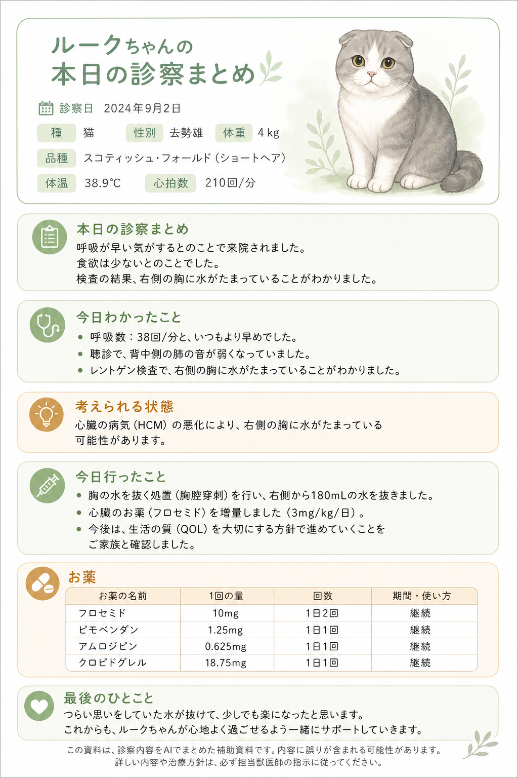ルークちゃんの飼い主向け資料の参考画像